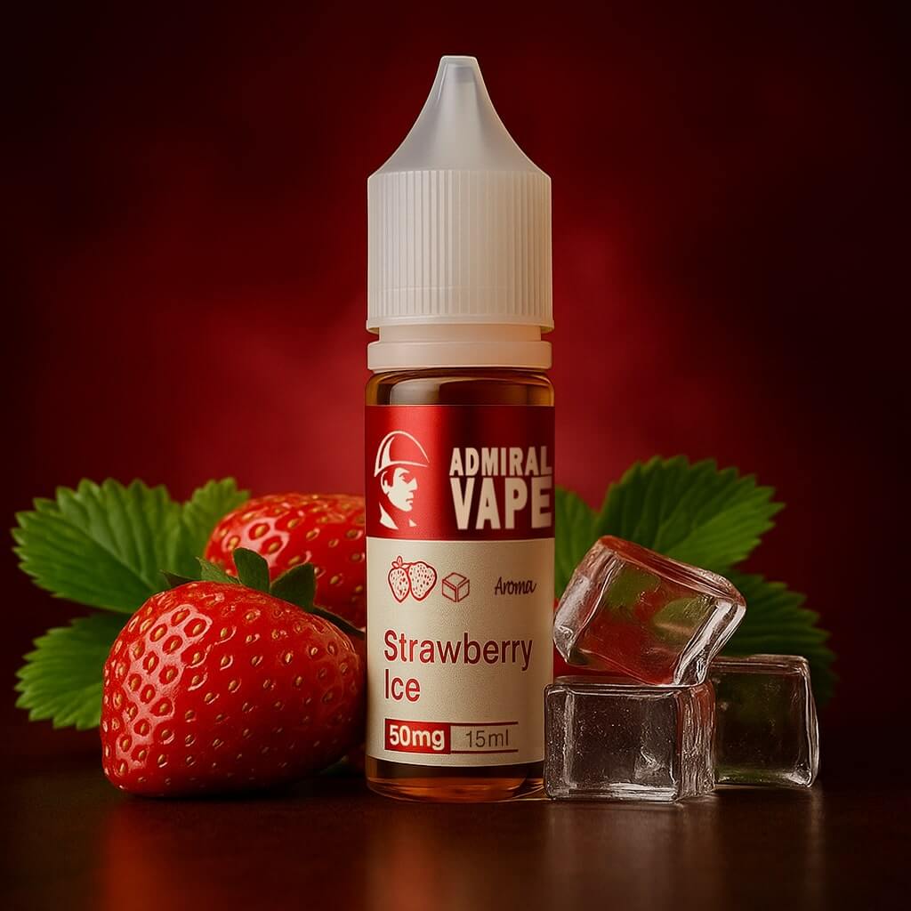 Сольова рідина Admiral Vape Strawberry Ice 50 мг 15 мл — соковита полуниця з легким холодком, преміальна рідина для pod-систем